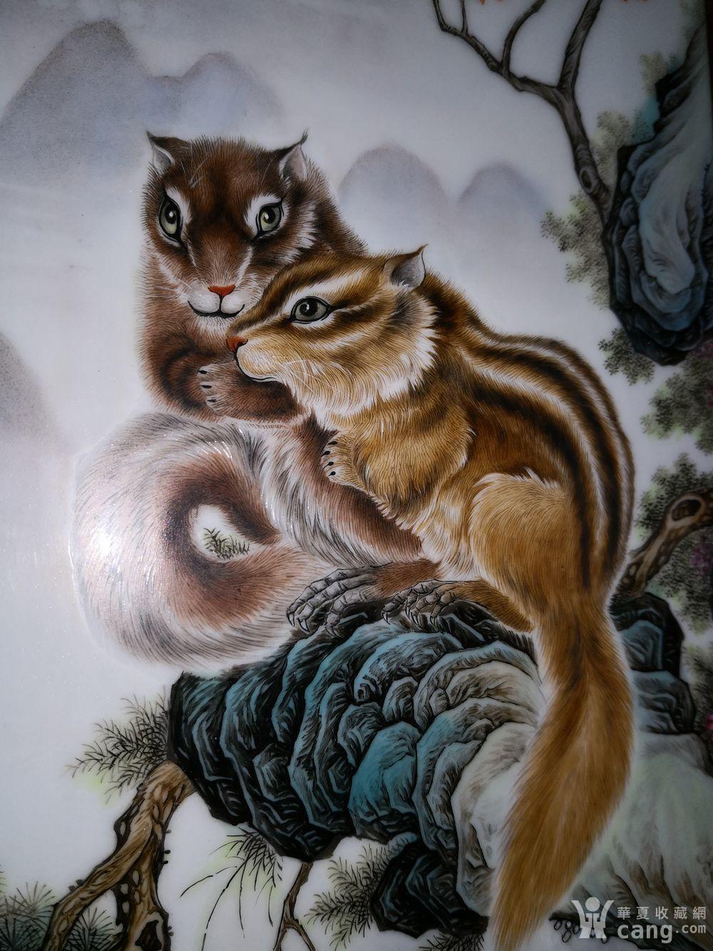 民国珠山八友毕渊明粉彩瓷板画松鼠四条屏