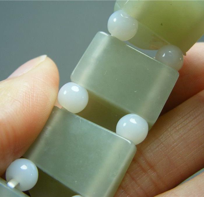 苏工 正宗新工和田青白玉山料大手排手链一条