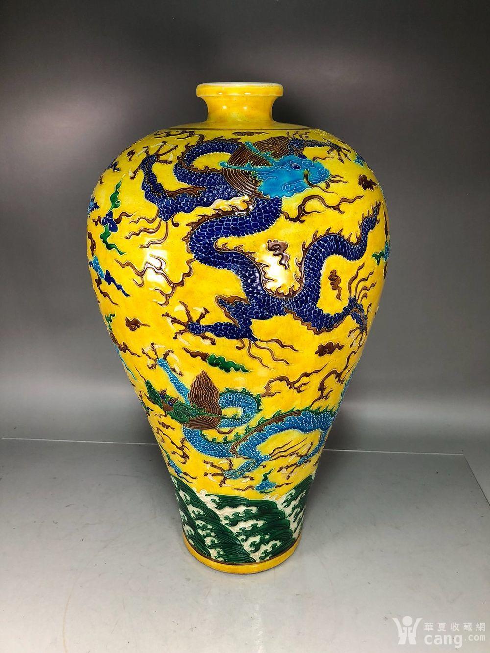 仿古工艺品 杂项 明代珐华彩五龙梅瓶一对 安全提示为保障您的利益,请