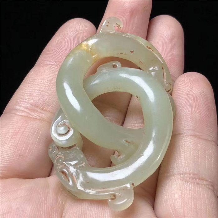 *和田玉龙凤玉连环