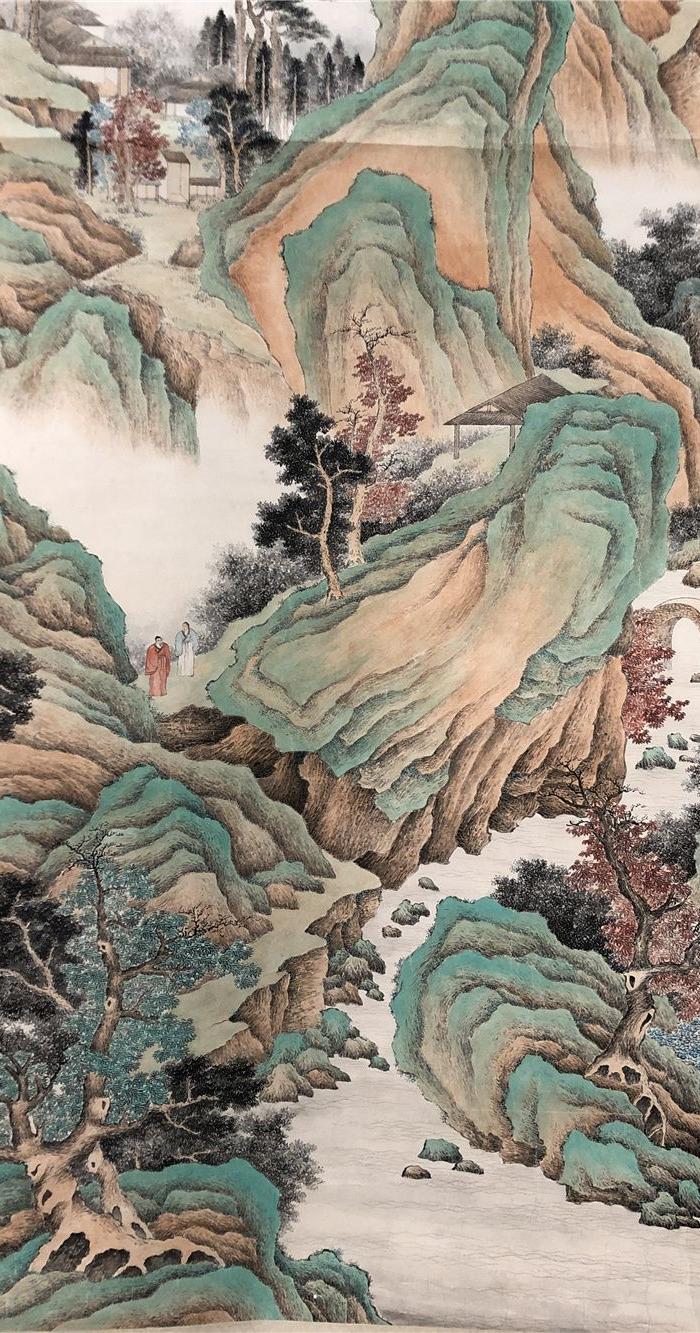 吴湖帆青绿山水