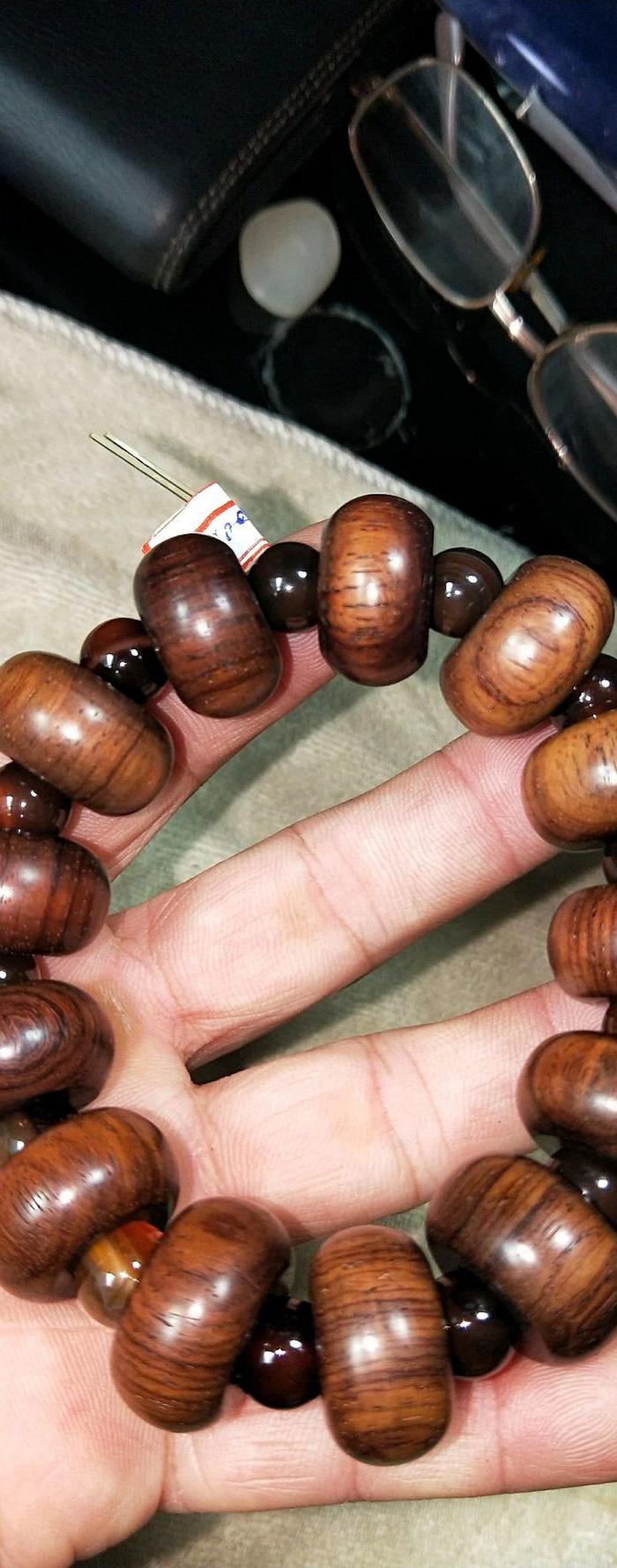 100号海南黄花梨明清老算盘珠手串13棵 2.2 1.2cm