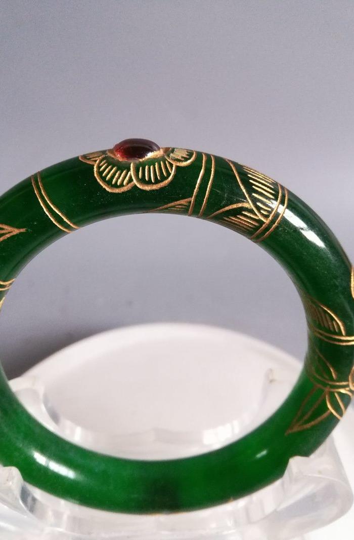 冰种描金翡翠手镯