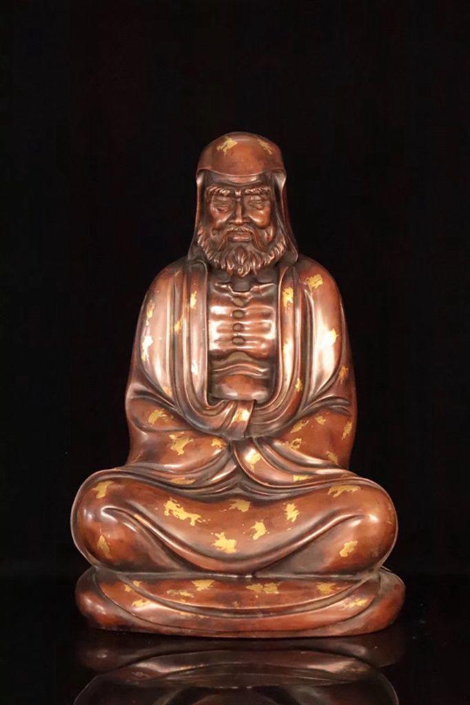 铜鎏金 达摩 造像