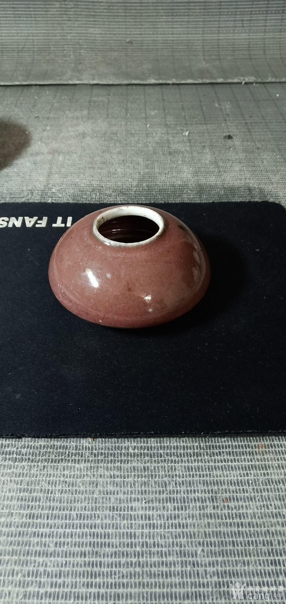 清代豇豆红釉马蹄水盂