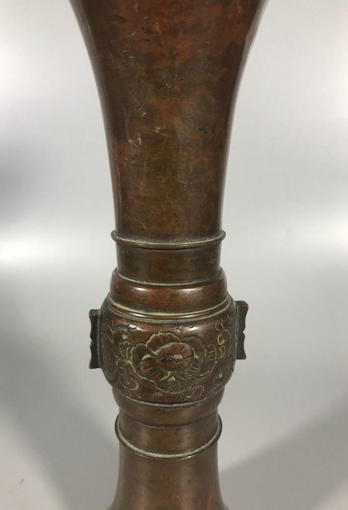 日本回流精美铜花觚