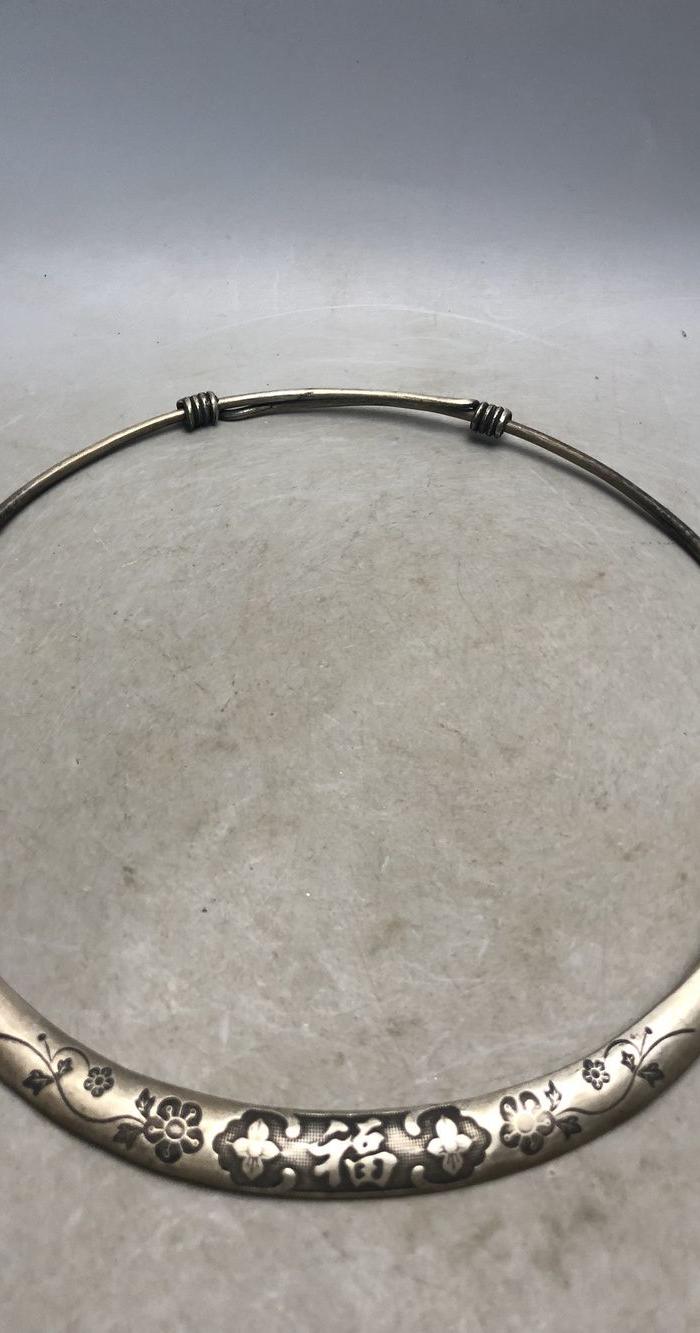 福字老银项圈e0098