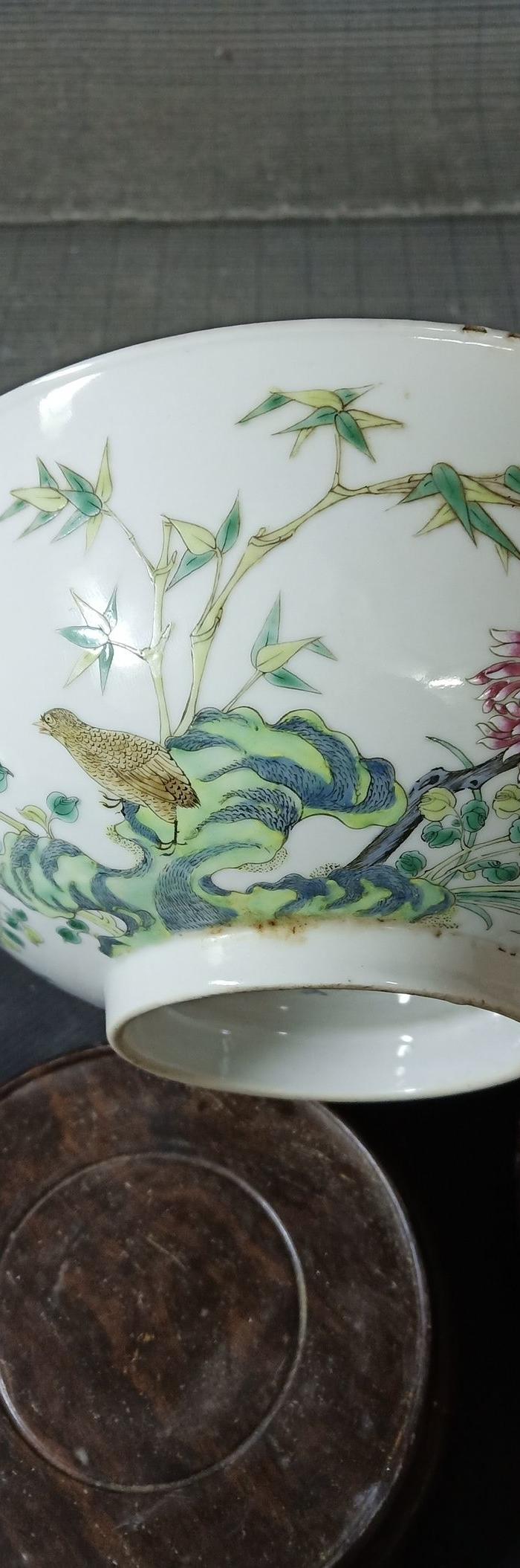 精细民国仿雍正珐琅彩竹报平安四君子大碗一对_地摊交易_华夏收藏网