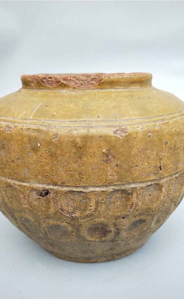 马口窑 黄釉金钱罐 包老包邮