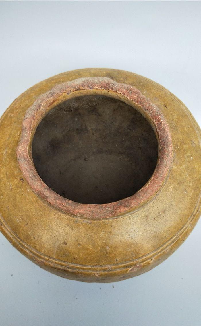 马口窑 黄釉金钱罐 包老包邮