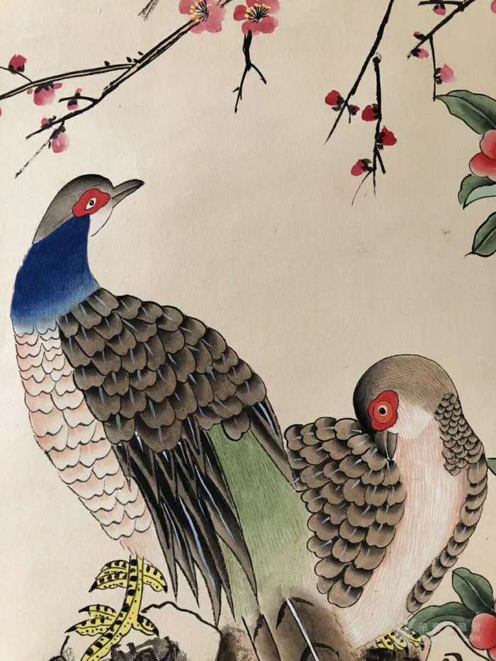 陈之佛 四尺立轴 工笔花鸟锦鸡