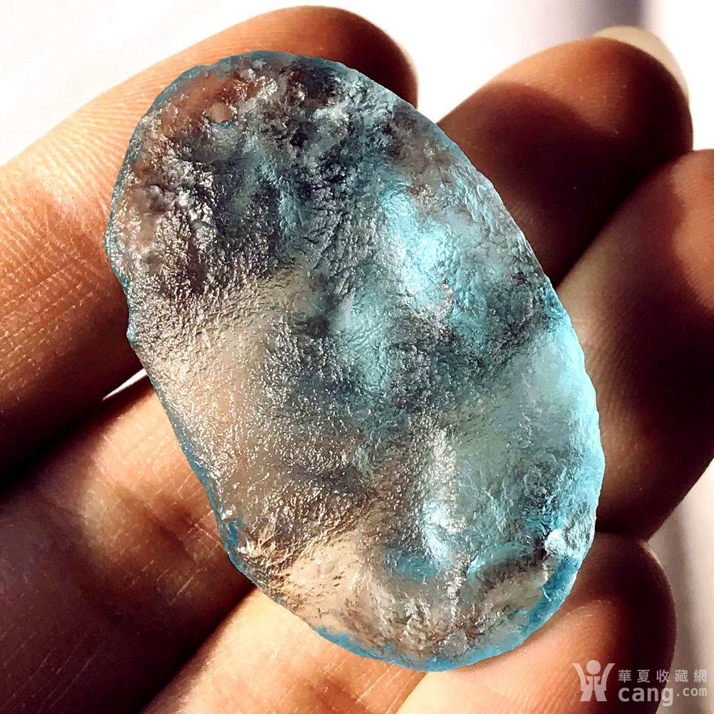 纯天然俄罗斯蓝陨石精品天空蓝玻璃陨石原石吊坠_鉴定频道_华夏收藏网
