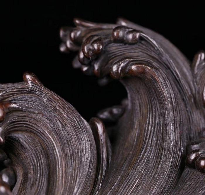 清 紫檀海水纹笔架