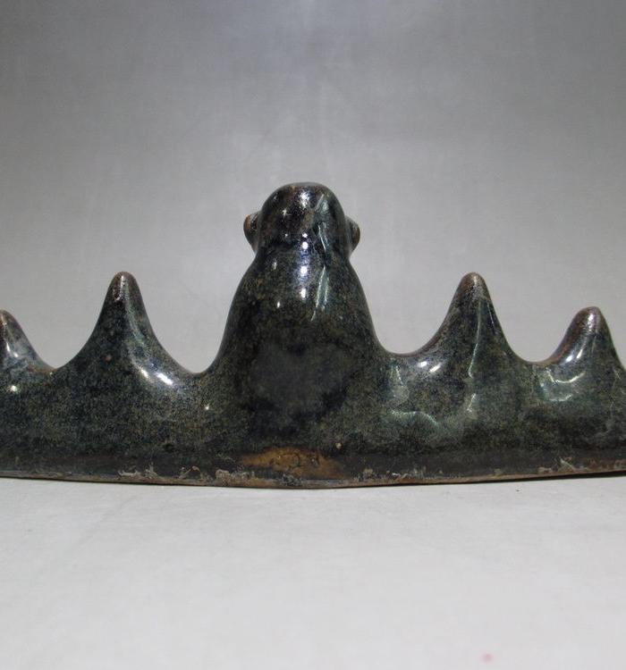 北宋磁州窑黑釉瓷猴头笔架