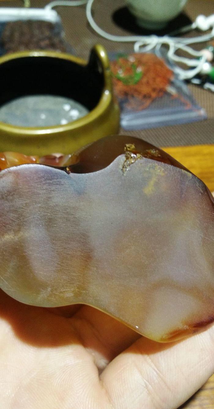 清 天然江料玛瑙巧雕 花插 节节高升