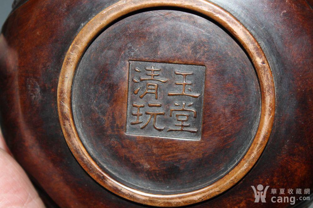 玉堂清玩老铜器铜炉摆件纯紫铜凤耳花盖熏香炉