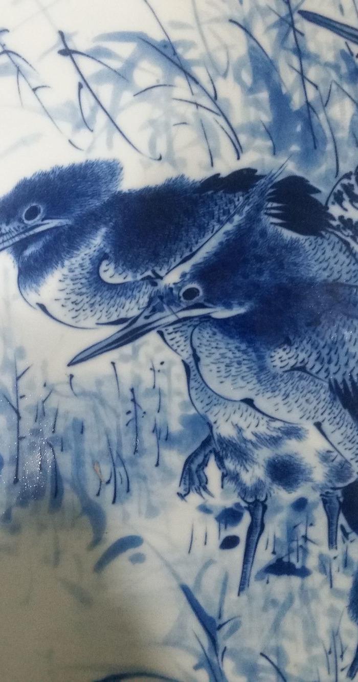 王步 青花花鸟瓷板