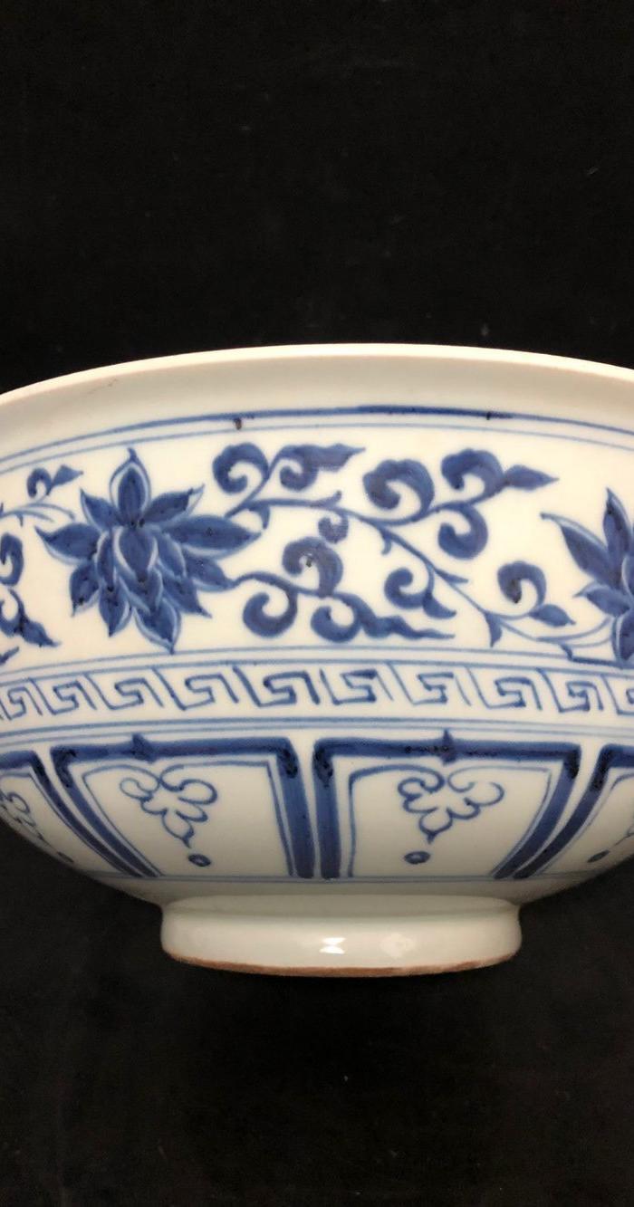 明,青花凤纹花纹碗