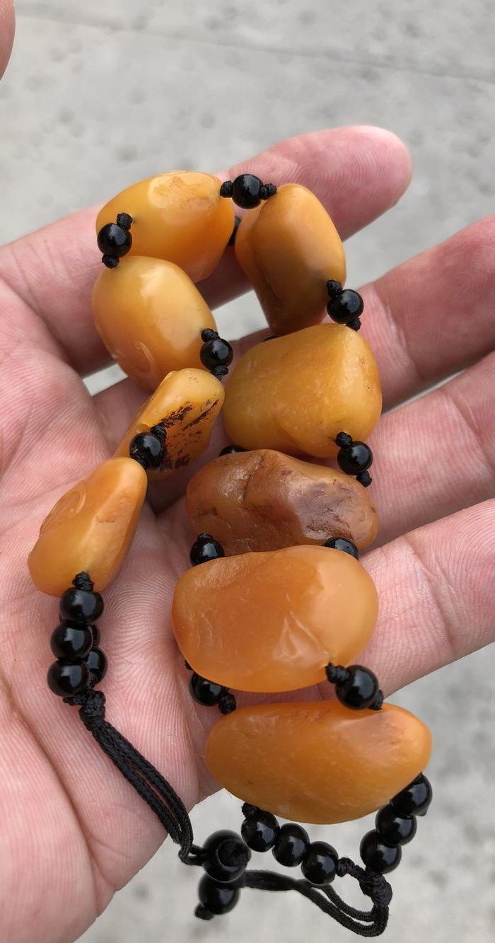 田黄石九福手串