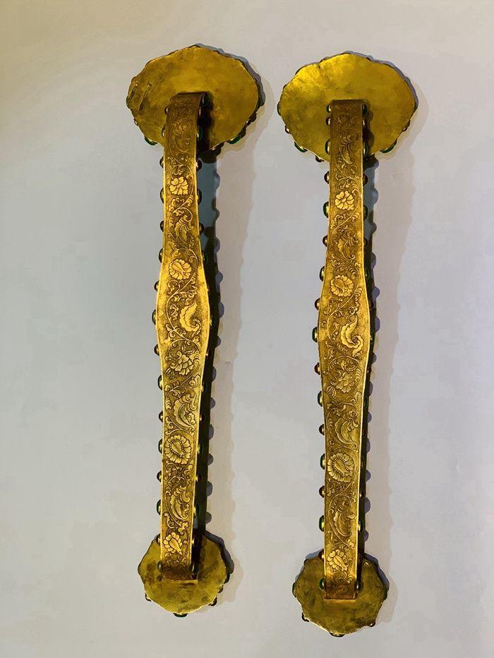 金嵌玉如意一对