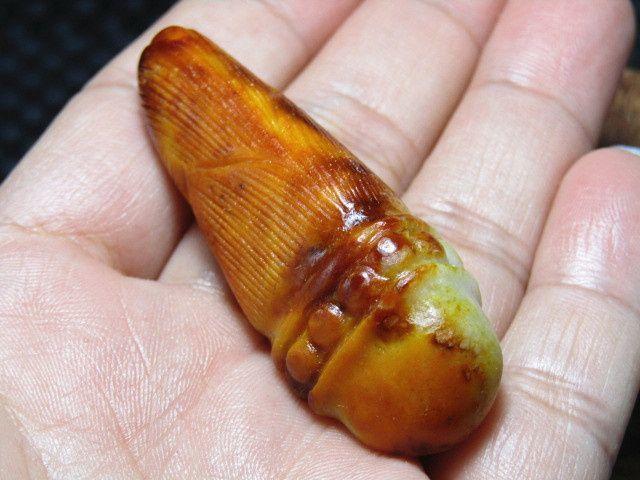 和田籽玉 竹笋 步步高升 挂件手工雕刻 玉质熟润