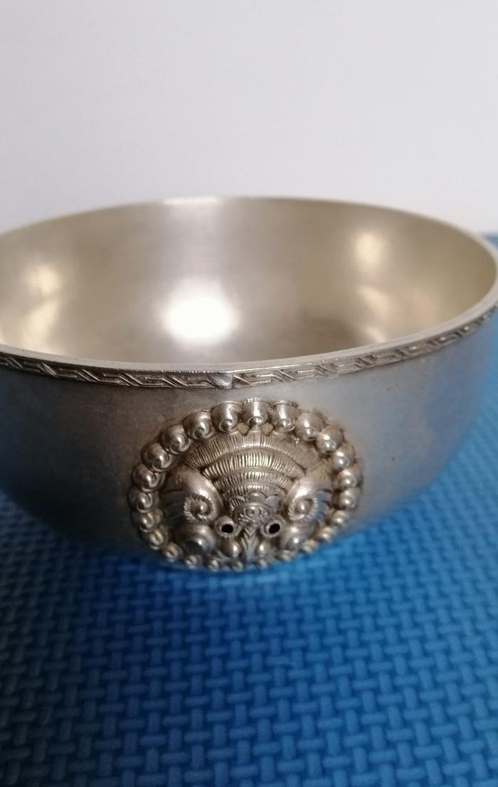 民国大福银楼 双狮耳银碗