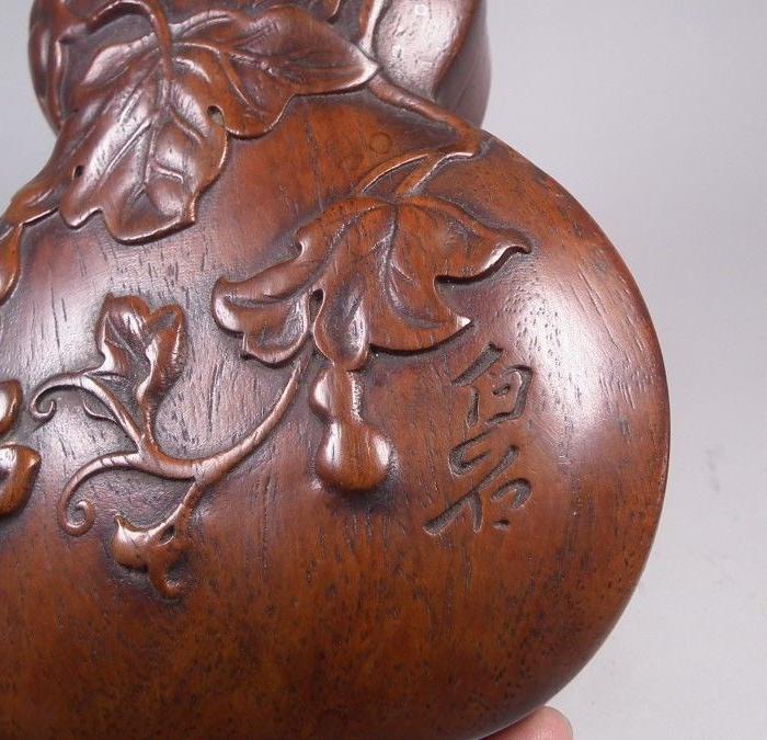 老花梨木浮雕葫芦纹饰葫芦造型大木盒