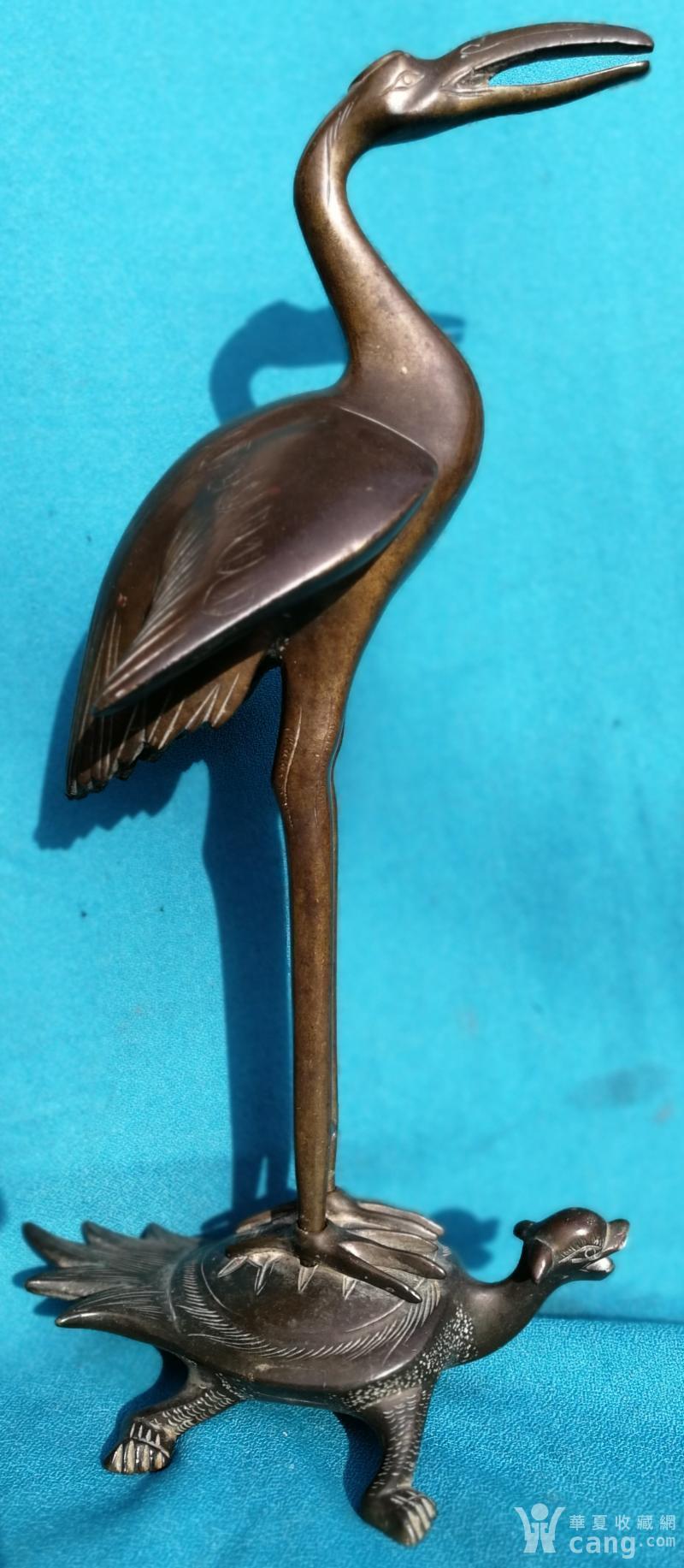 清代铜笔挂笔架仙鹤龟笔挂文房用品精美