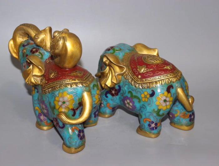 纯铜景泰蓝如意吉象摆件