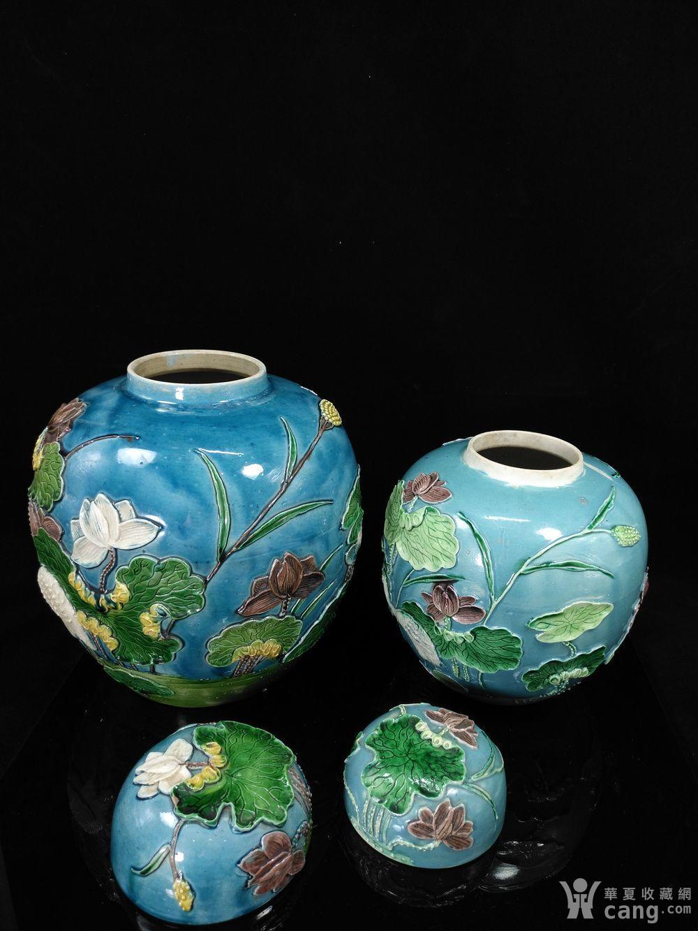 (已让)民国 王炳荣 款雕瓷一鹭连科三彩罐