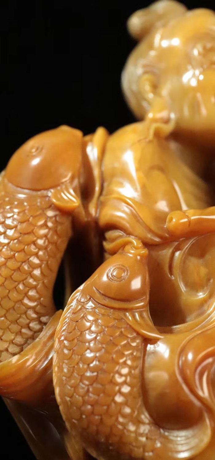 寿山石田黄渔翁得利摆件