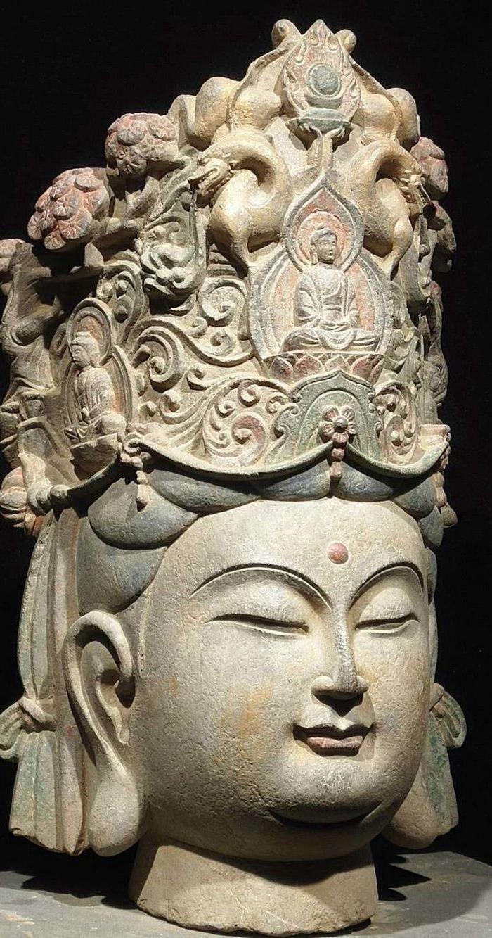 唐青石观音佛头