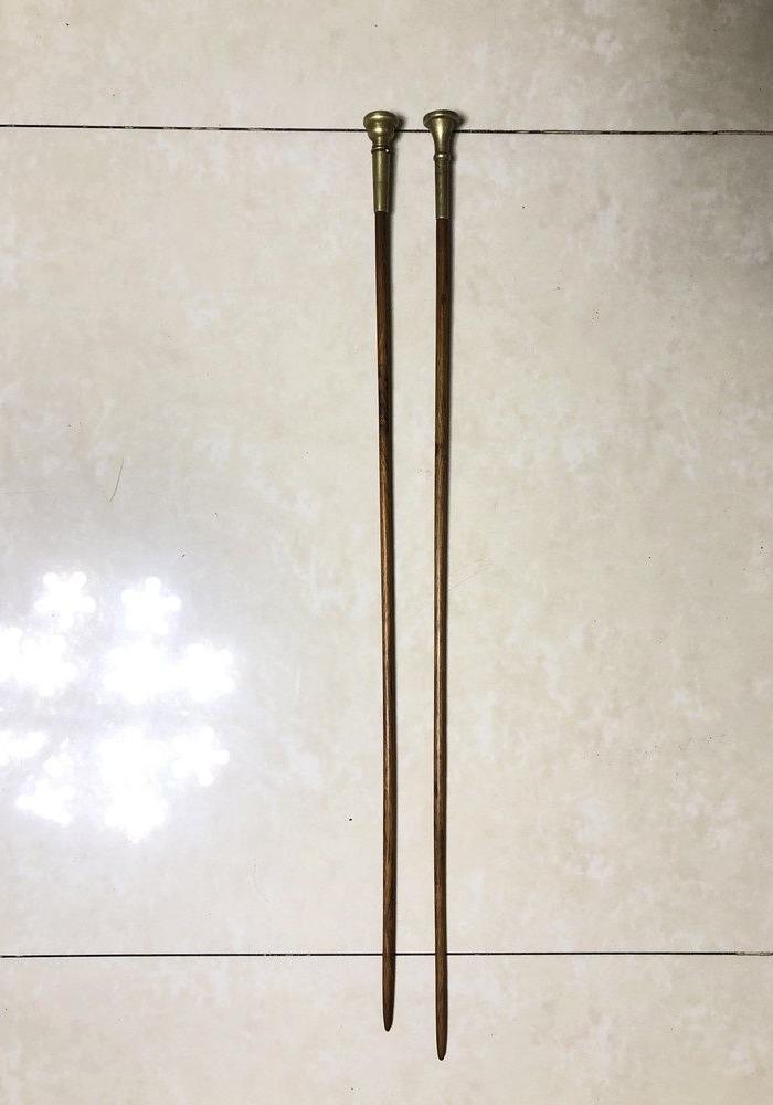 清代民间收藏海南黄花梨二胡杆 文明棍两根一起出古董文玩