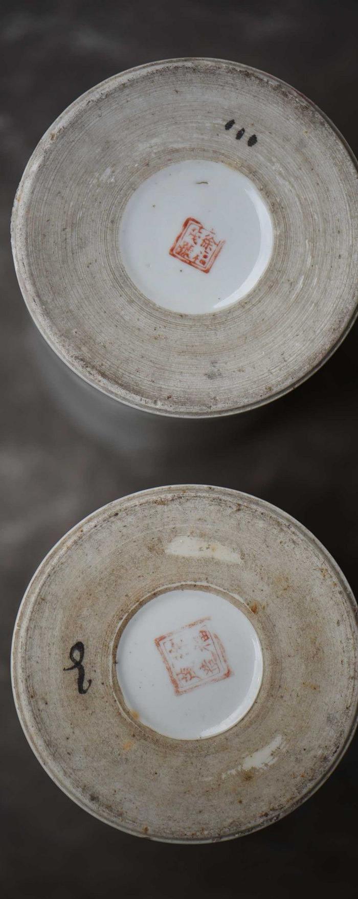 名家徐福茂花鸟帽筒一对