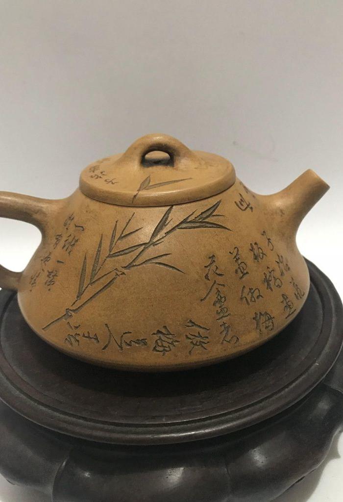 杨彭年竹叶石瓢紫砂壶