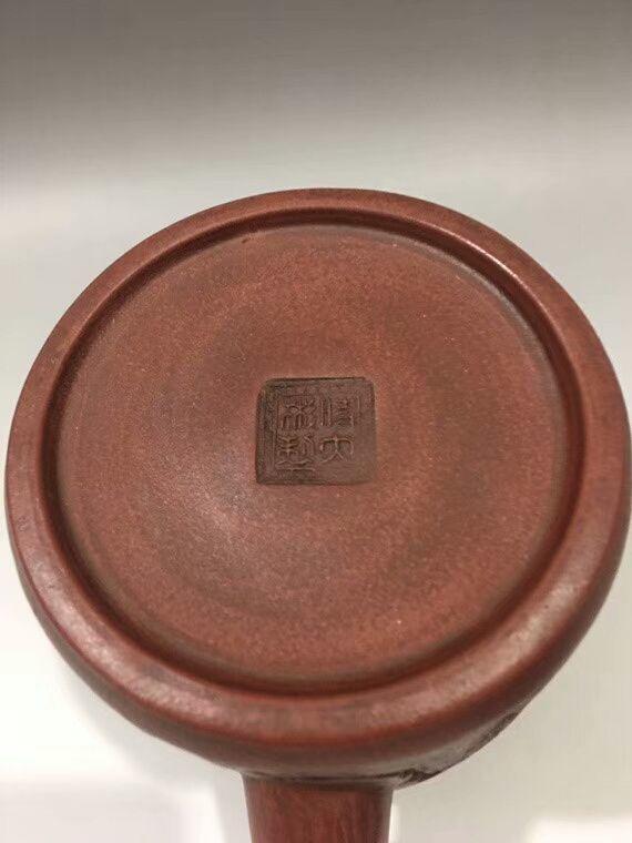 时大彬款刻楼阁纹紫砂壶13x17