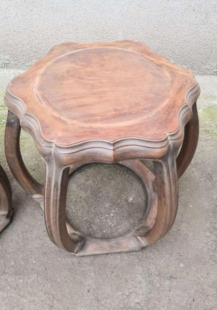 明清家具古典收藏海南黄花梨古墩凳子一对实木古董老旧收藏精品