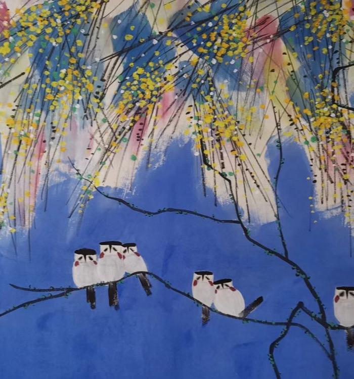 黄永玉夜花鸟丈二大画
