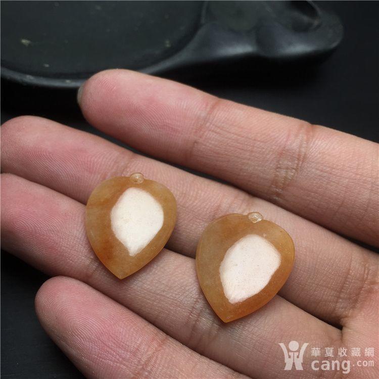 玉泉文玩c515创汇期天然红翡鸡心吊坠一对