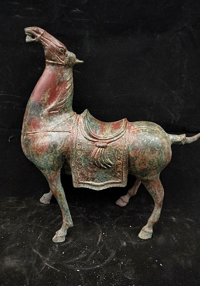 铜战马摆件一对