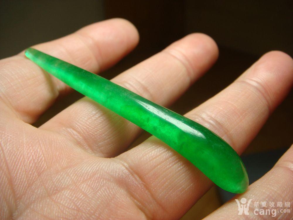 老翡翠玻璃种帝王绿簪子1