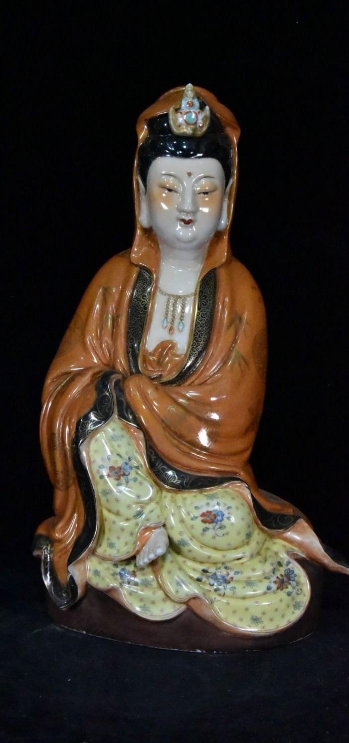 老东西 民国时期福建会馆矾红描*刻坐观音一尊