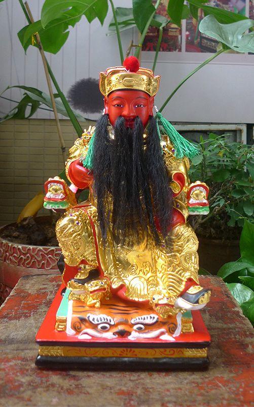 26厘米樟木雕 漆线雕 李府王爷 李府千岁