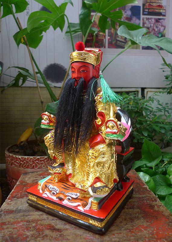 26厘米樟木雕 漆线雕 李府王爷 李府千岁