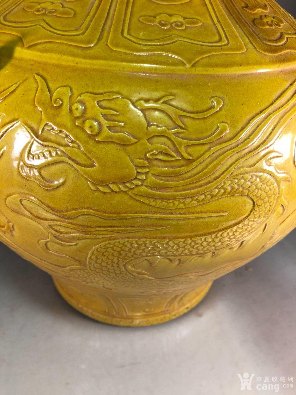 仿古工艺品 瓷器 元代白浒孤窑款黄釉雕刻龙纹兽头罐 报价记录 服务