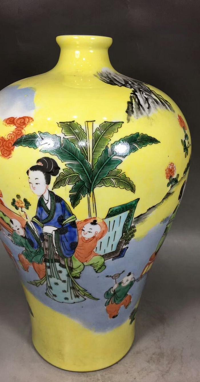 清雍正五彩人物纹梅瓶瓷器收藏