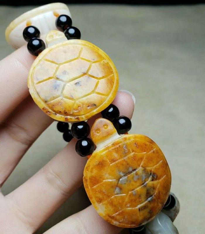 新疆和田玉乌龟手链黄沁*籽料富贵缠身玉手串男士款