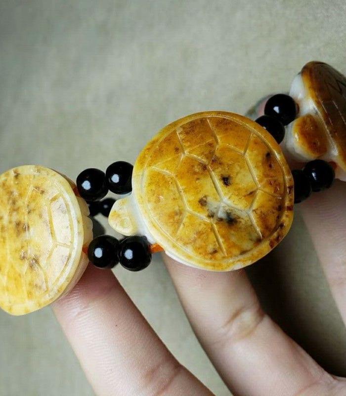 新疆和田玉乌龟手链黄沁*籽料富贵缠身玉手串男士款