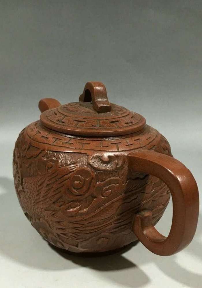 朱可心款凤纹紫砂壶16x11