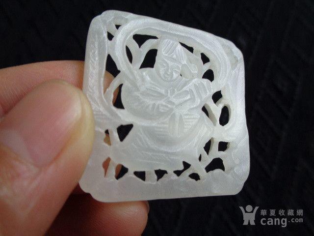 明代和田白玉拉丝工人物纹玉牌